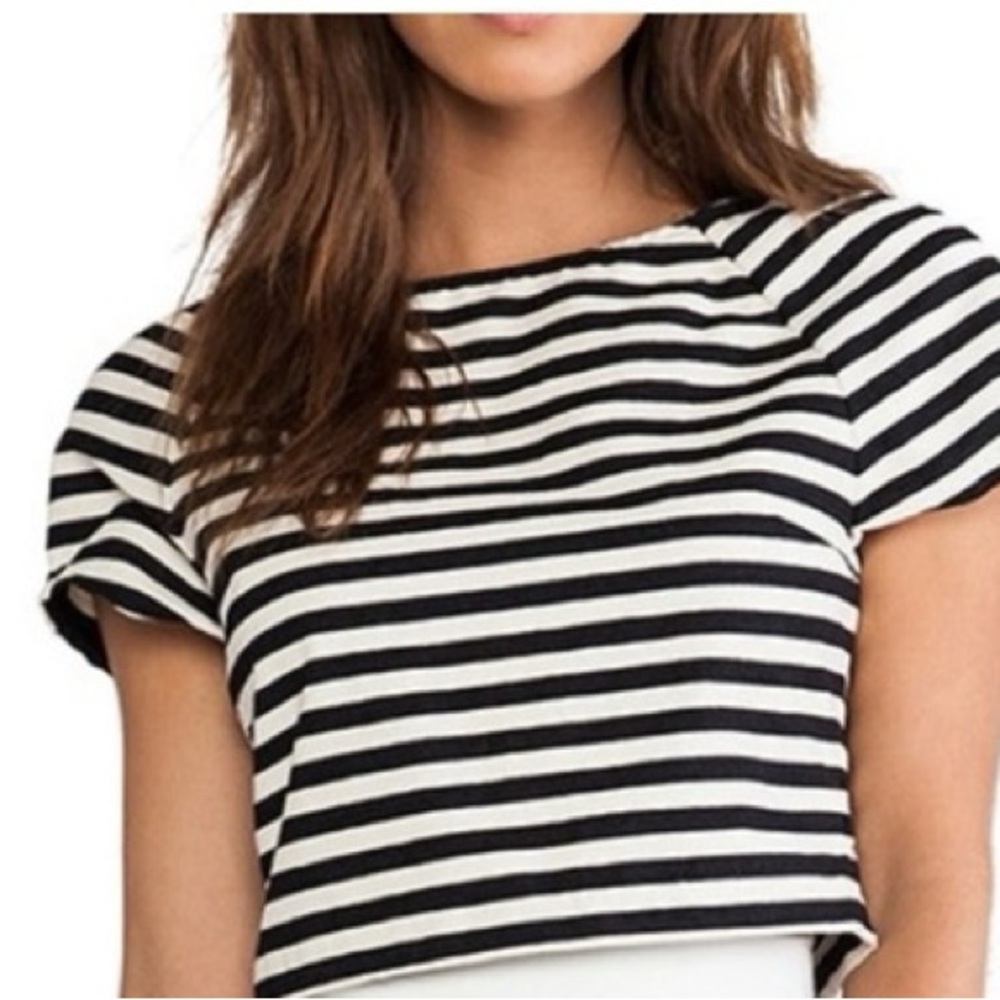 ALICE + OLIVIA | CONNELLY STRIPED CROP TOP Size L